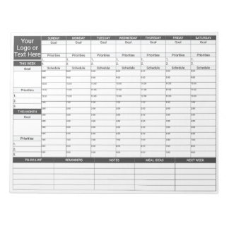 Weekse focusplanner/Organizer 11x8.5-inch laptopbl Notitieblok