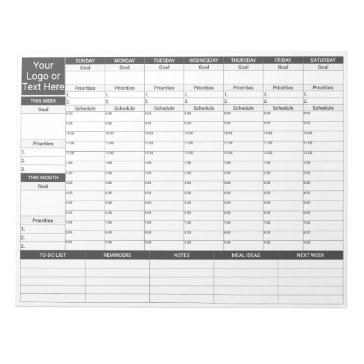 Weekse focusplanner/Organizer 11x8.5-inch laptopbl Notitieblok (Voorkant)