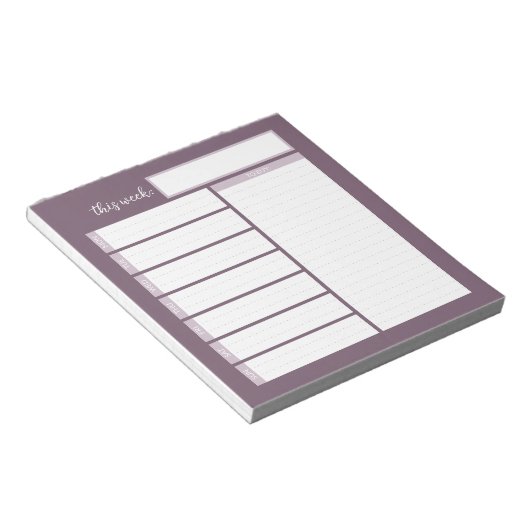 Weekse menuplanningstoetsen notitieblok (Schuin)