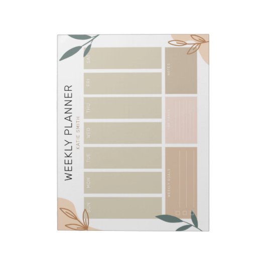 Weekse plank met Abstracte en groene bladeren zond Notitieblok (Linkerzijde)