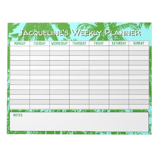 Weekse planner aan Personaliseren met de Keuze van Notitieblok (Voorkant)