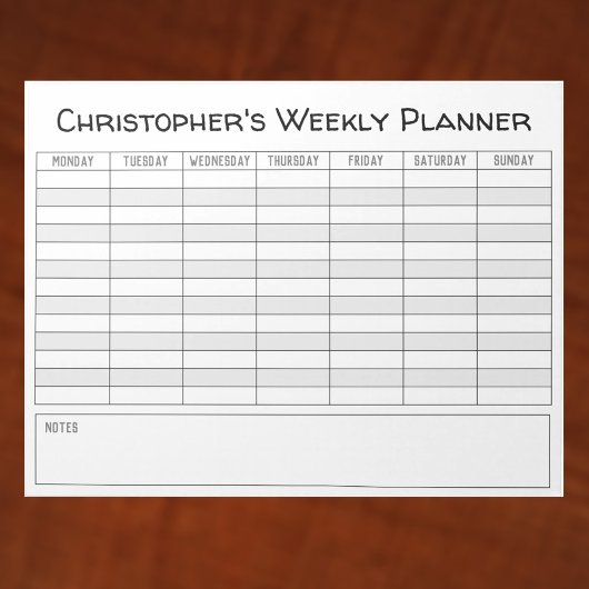 Weekse planner aan Personaliseren met de Keuze van Notitieblok