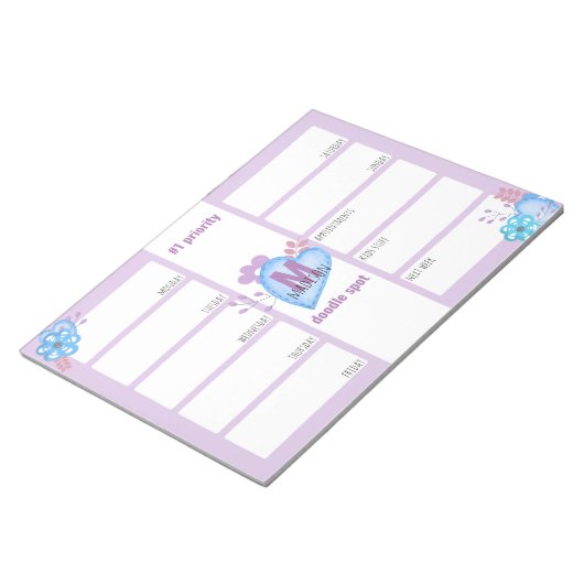 Weekse planner dagelijks om Lila doodles-monogram  Notitieblok (Schuin)