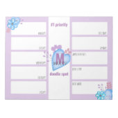 Weekse planner dagelijks om Lila doodles-monogram  Notitieblok (Voorkant)