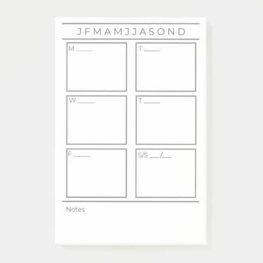 Weekse planner Post It Notes Pad 4"x 6" (Voorkant)