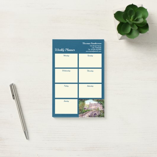 Weekse Planner Stone Bridge England Waterverf Post-it® Notes (Kantoor)