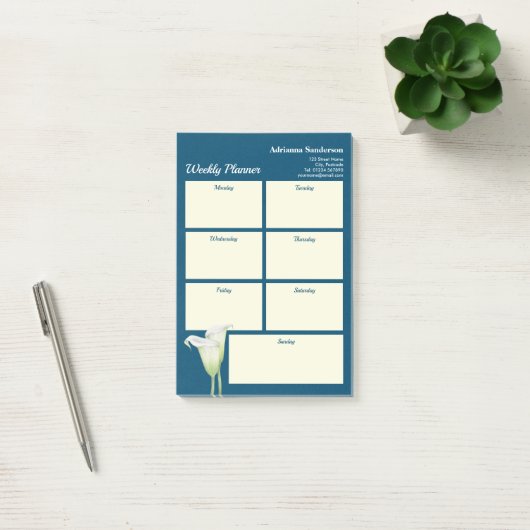 Weekse Planner White Calla Lily Illustratie Post-it® Notes (Kantoor)