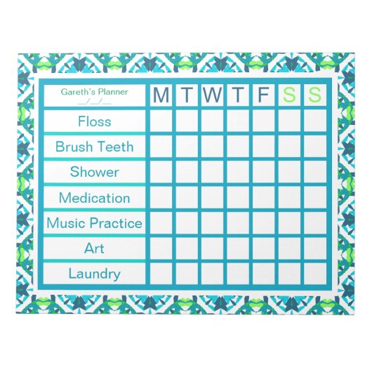 Weekselherinneringsplanner ADHD Boy's Mannen Notitieblok (Voorkant)