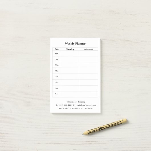 Weekselige Planner Naam Adres Aangepaste tekst Post-it® Notes (Op bureau)