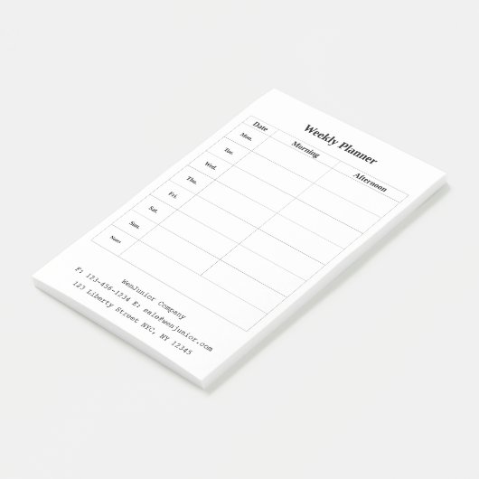 Weekselige Planner Naam Adres Aangepaste tekst Post-it® Notes (Schuin)