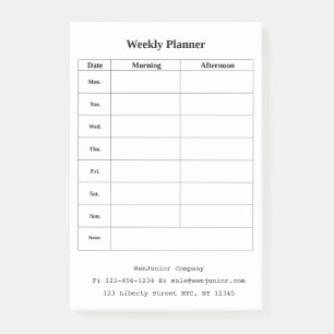 Weekselige Planner Naam Adres Aangepaste tekst Post-it® Notes