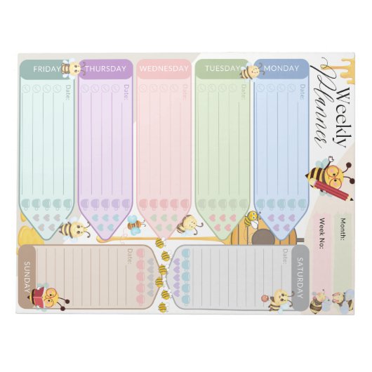 Weekselplankjes en honingbijen met meerdere kleure notitieblok (Voorkant)