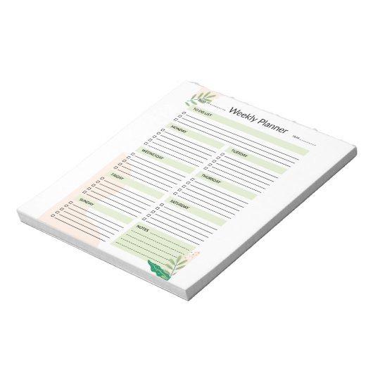 Weekselplanner-organisator om een lijstnotebook te notitieblok (Linkerzijde)