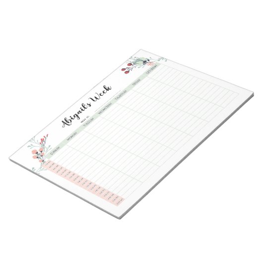 Weekselrooster met zondag Begin 7.00 - 12.00 uur Notitieblok (Schuin)