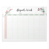 Weekselrooster met zondag Begin 7.00 - 12.00 uur Notitieblok (Voorkant)