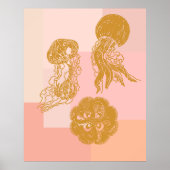  weekvis - Oceaanillustratie Roze en goud Poster (Voorkant)