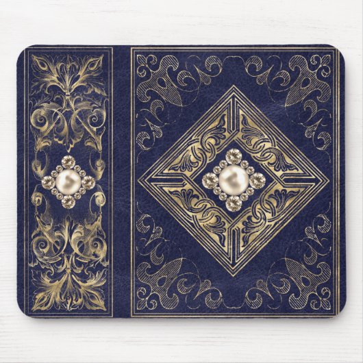  weelde | Blauw en Goud met juwelen bloeien Muismat (Voorkant)