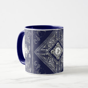 weelde Blauw en Zilver Jeweled bloeien Mok