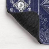  weelde | Blauw en Zilver Jeweled bloeien Muismat (Hoek)