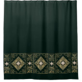 weelde | Groene en gouden juwelen bloeien Douchegordijn (Voorkant)