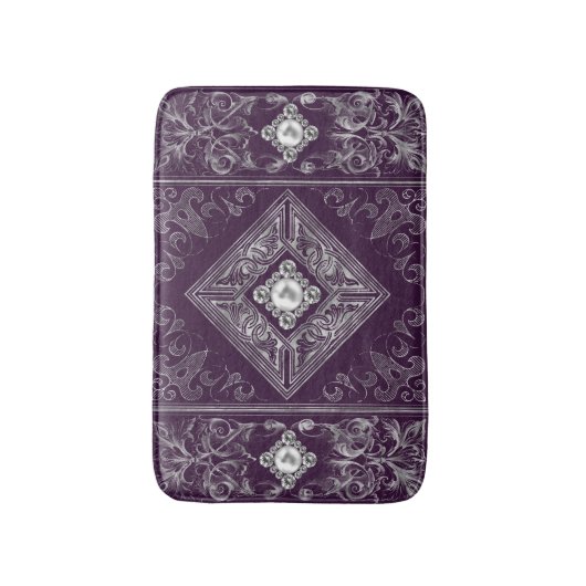  weelde | Paarse en zilveren juweel bloeien Badmat (Voorkant Verticaal)