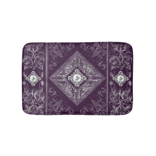  weelde | Paarse en zilveren juweel bloeien Badmat (Voorkant)