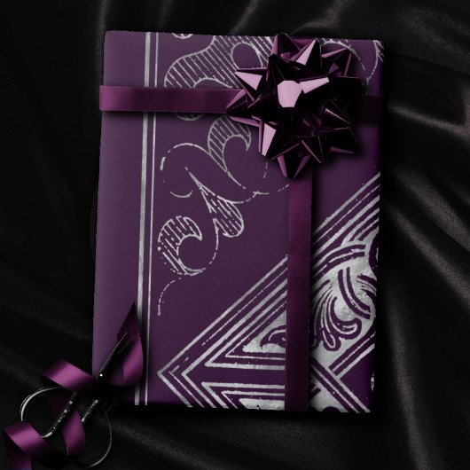  weelde | Paarse en zilveren juweel bloeien Cadeaupapier