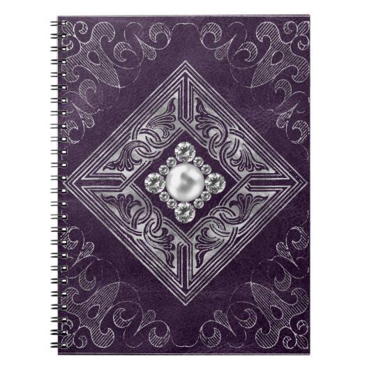 weelde | Paarse en zilveren juweel bloeien Notitieboek (Voorkant)