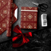 weelde | Rood en goud gejuweld bloeien Cadeaupapier