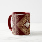  weelde | Rood en goud gejuweld bloeien Mok (Voorkant links)