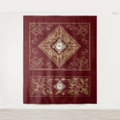 weelde | Rood en goud gejuweld bloeien Wandkleed (Voorkant)
