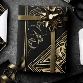  weelde | Zwart en Goud Jeweled Flourish Cadeaupapier