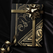  weelde | Zwart en Goud Jeweled Flourish Cadeaupapier