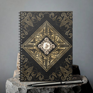 weelde Zwart en Goud Jeweled Flourish Notitieboek