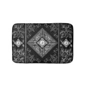  weelde | Zwart en Zilver Juweel Bloeien Badmat (Voorkant)