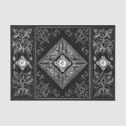 weelde | Zwart en Zilver Juweel Bloeien Tissuepapier (Voorkant)