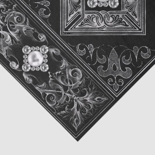 weelde | Zwart en Zilver Juweel Bloeien Tissuepapier (Detail)