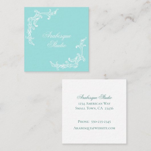 Weelderig, barok blauw en wit Visitekaartje (Voorkant / Achterkant)