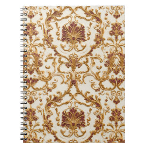 Weelderig Barok Gouden Ornament op Ivoor Notitieboek