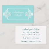 Weelderig barok Lijst blauw en wit Visitekaartje (Voorkant / Achterkant)