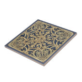 Weelderig Barok Patroon Pat#2 Blauw Goud ID1195 Tegeltje (Zijkant)