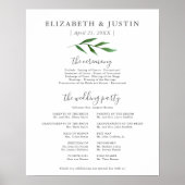 Weelderig blad elegant trouwceremonie programma bo poster (Voorkant)
