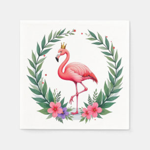Weelderig Bladerig Elegante Roze Flamingo Kroon Servet