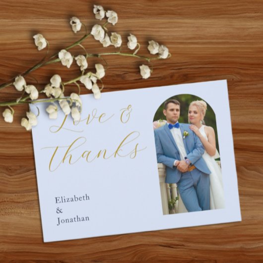 Weelderig blauwe bruiloft bedankkaart