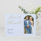 Weelderig blauwe bruiloft bedankkaart (Staand voorkant)