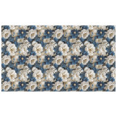 Weelderig blauwe witte ivoren bloem tafelkleed (Voorkant (Horizontaal))