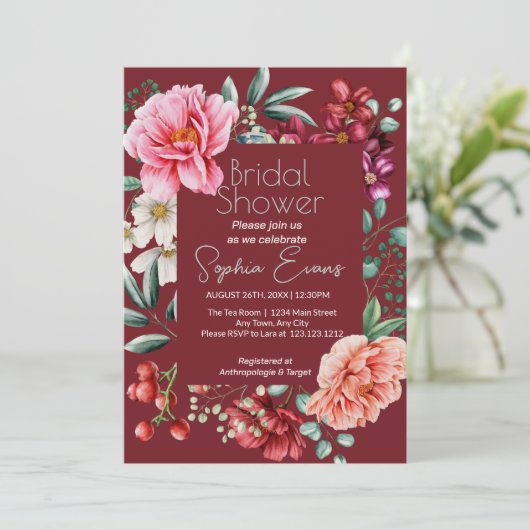 weelderig bloemig grenst aan modern Bourgondisch V Kaart (Staand voorkant)