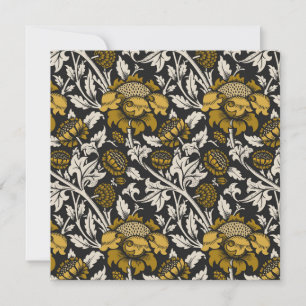 Weelderig bloempatroon met grote gouden bloemen  bedankkaart