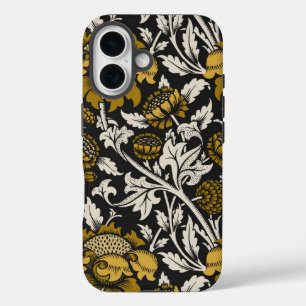 Weelderig bloempatroon met grote gouden bloemen  iPhone 16 hoesje