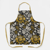 Weelderig bloempatroon met grote gouden bloemen schort (Voorkant)